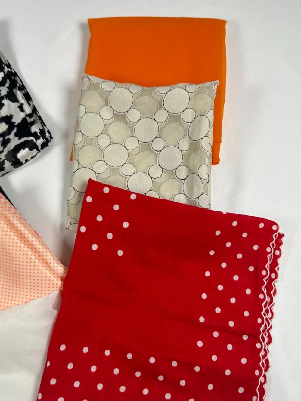 Unbranded Vintage Mid Century and Retro Fashion Scarves Lot of 7, Various Colors